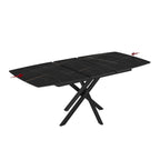 Tavolo allungabile piano effetto marmo nero e oro e gambe in metallo nero 145x90x76H Filis