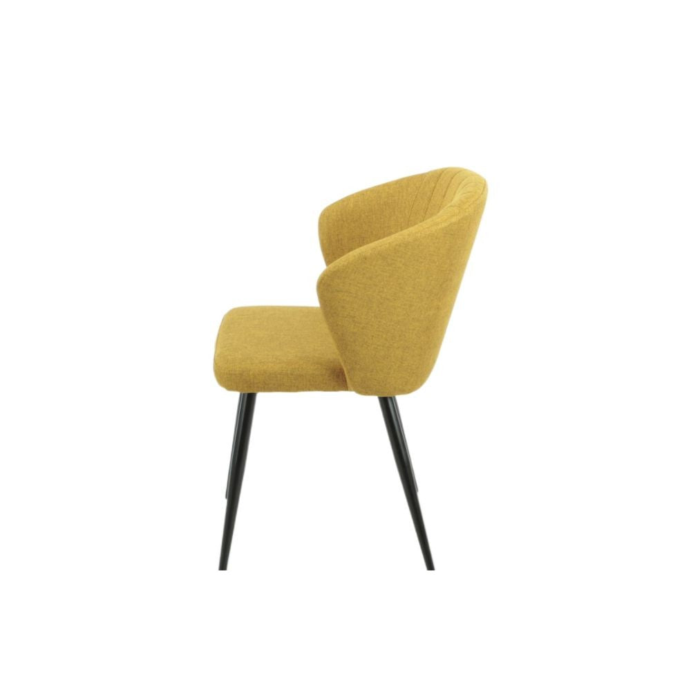 Lot de 2 chaises en tissu jaune et pieds en métal noir - Krid