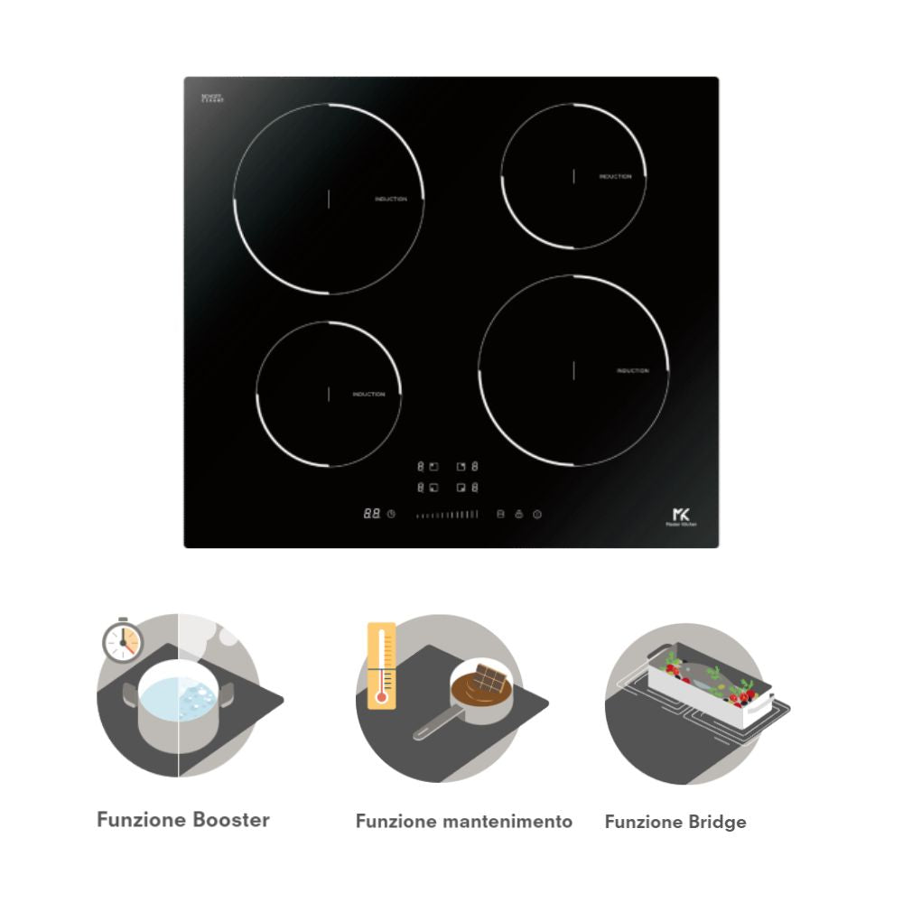 Table de cuisson à induction 4 zones coloris noir - Master Kitchen MKHI604BK
