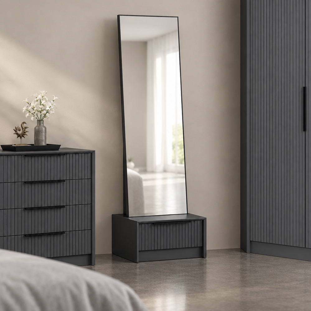 Spiegel mit Schubladenunterschrank anthrazit 54x45x178H cm - Wilmy