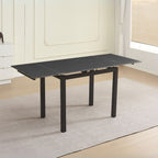 Table extensible Kyoto avec plateau en céramique marbre noir et structure en métal noir 100x70x75H