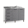 Mobile sottolavello con cassettiera sinistra e lavello incluso colore cemento 120 cm