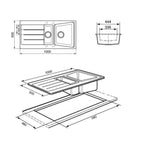 Évier encastrable 2 bacs réversible coloris titane 100x50 cm - Smeg LS102T