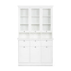 VITRINENSCHRANK 3 Glastüren+offene Fächer+3 Schubladen+3 untere Türen WEISS (001791)