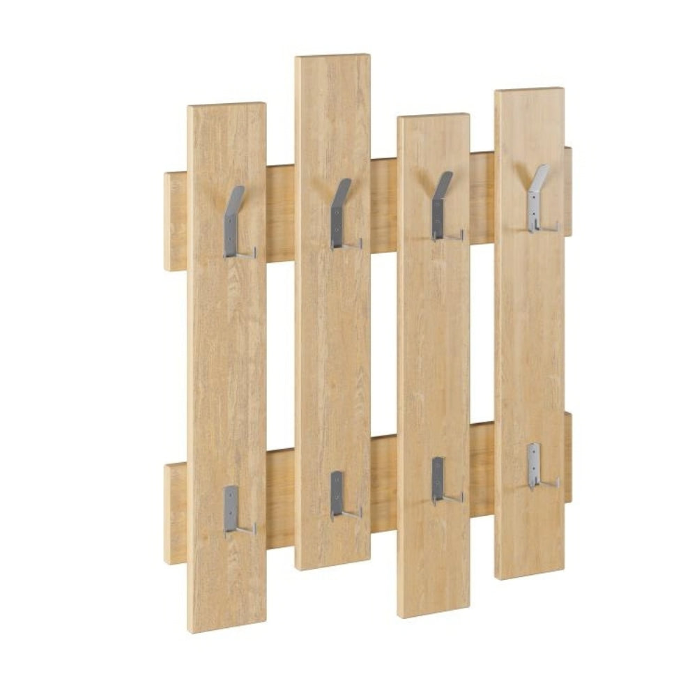 Appendiabiti a muro 64x81h cm in legno con 8 ganci colore rovere - Wave