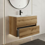 Meuble sous-vasque suspendu 80x44.6x52H couleur chêne de Séville