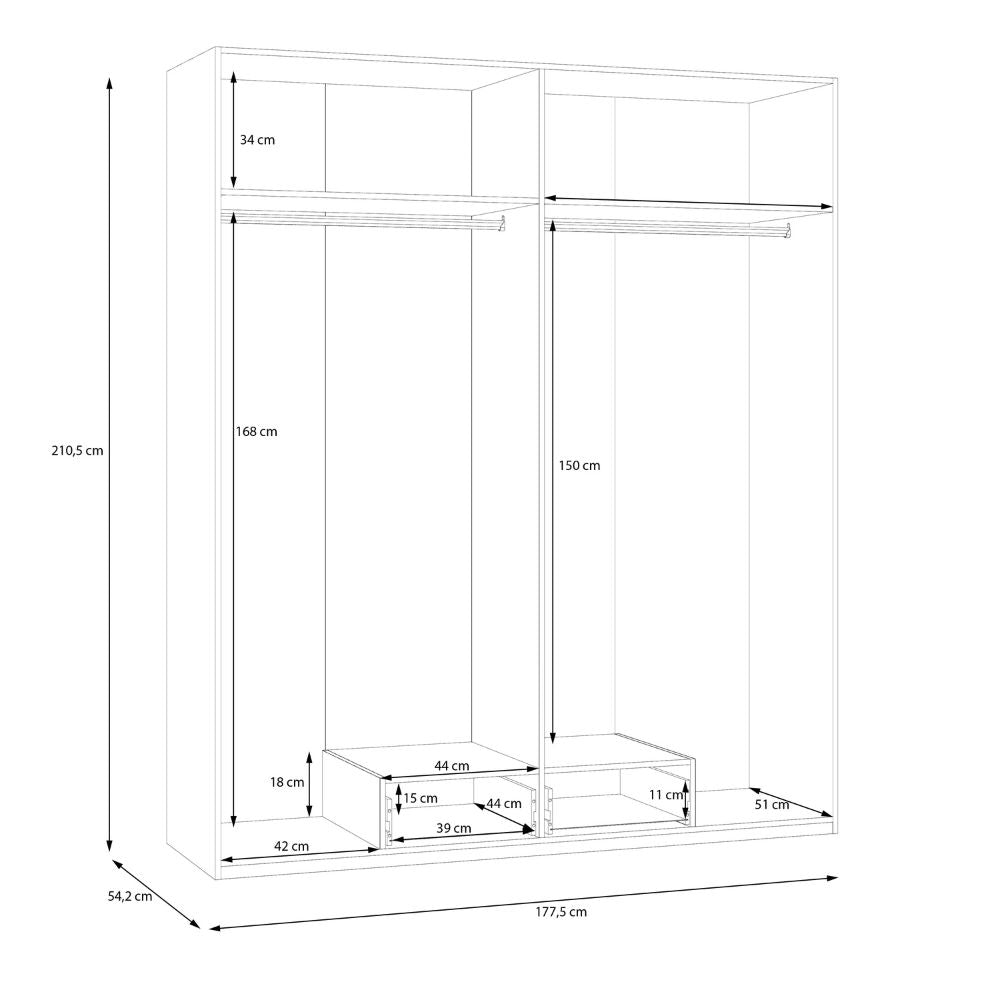 Armoire 4 portes 1 tiroir coloris blanc 177.5x54x210.5H Arcadia