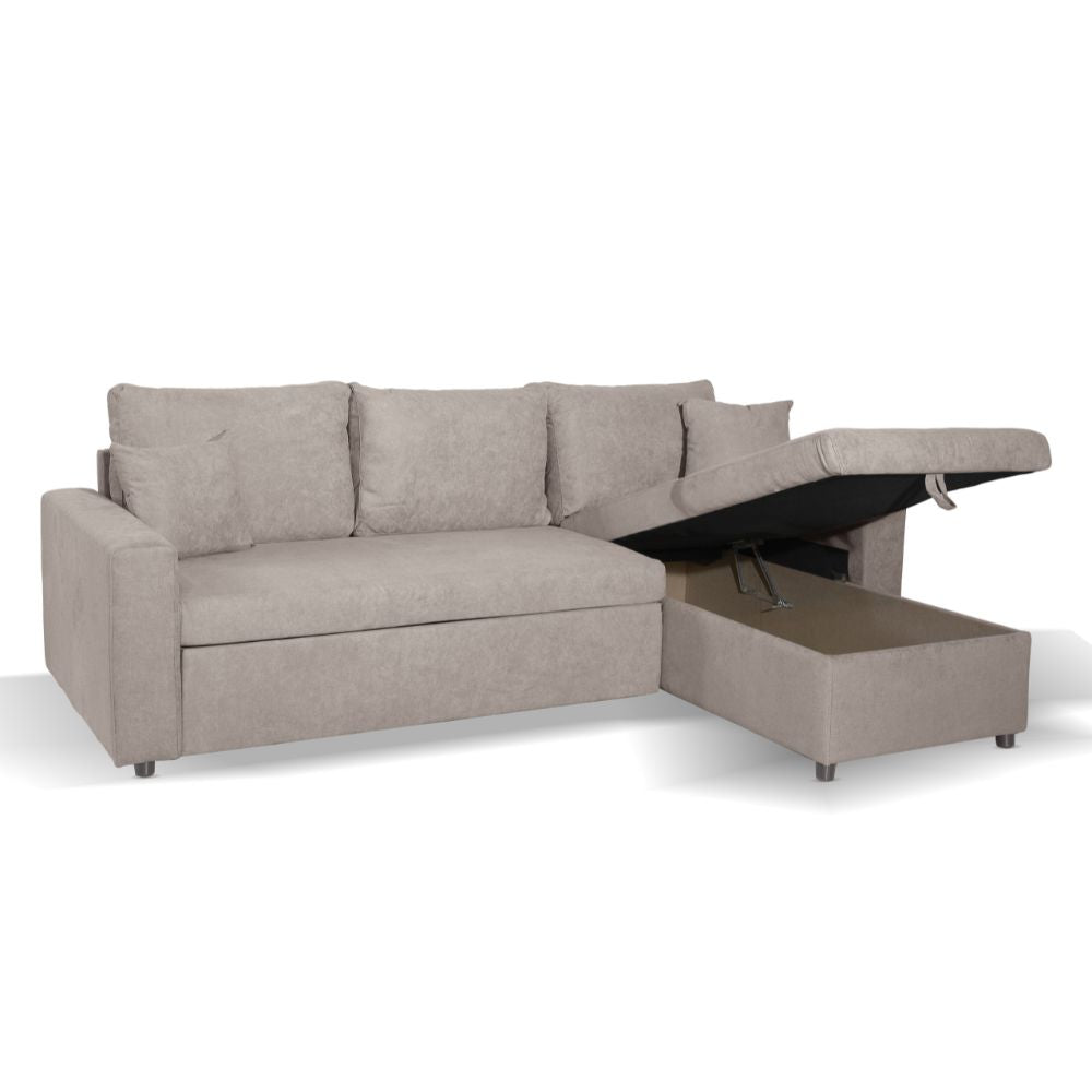 Divano con penisola reversibile funzione letto tessuto tortora 225x148x81H Golf