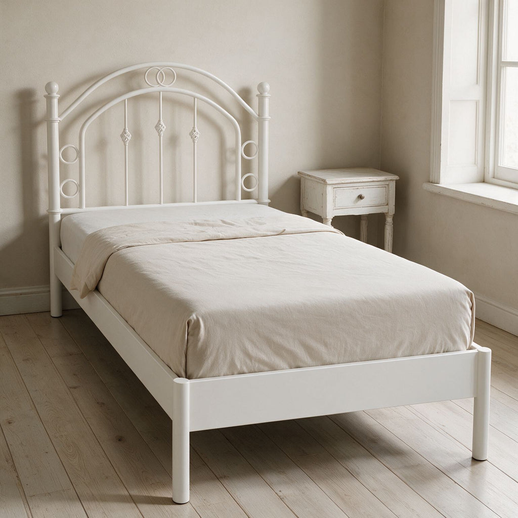 Letto singolo in ferro battuto bianco anticato 90x195 cm Luxor