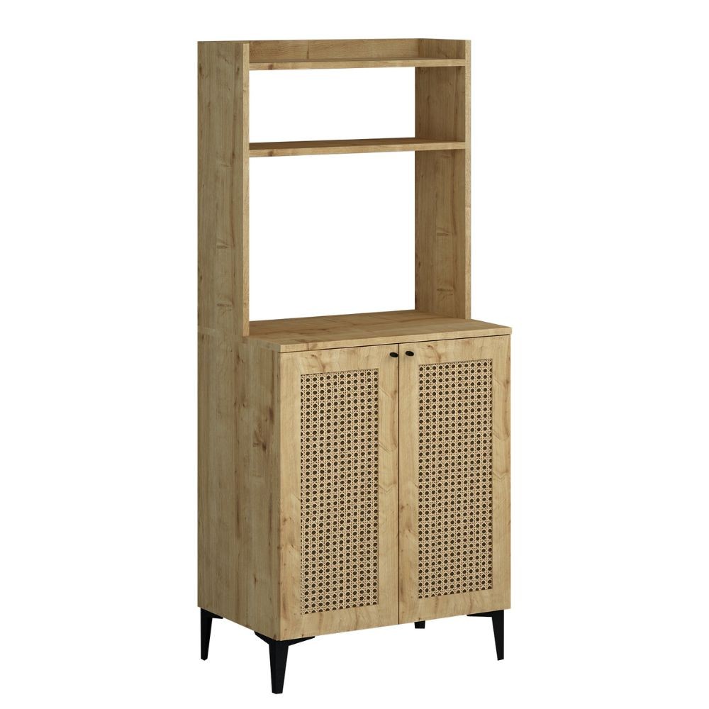 Credenza 70x164h cm con 2 ante e vani a giorno colore rovere - Zanne