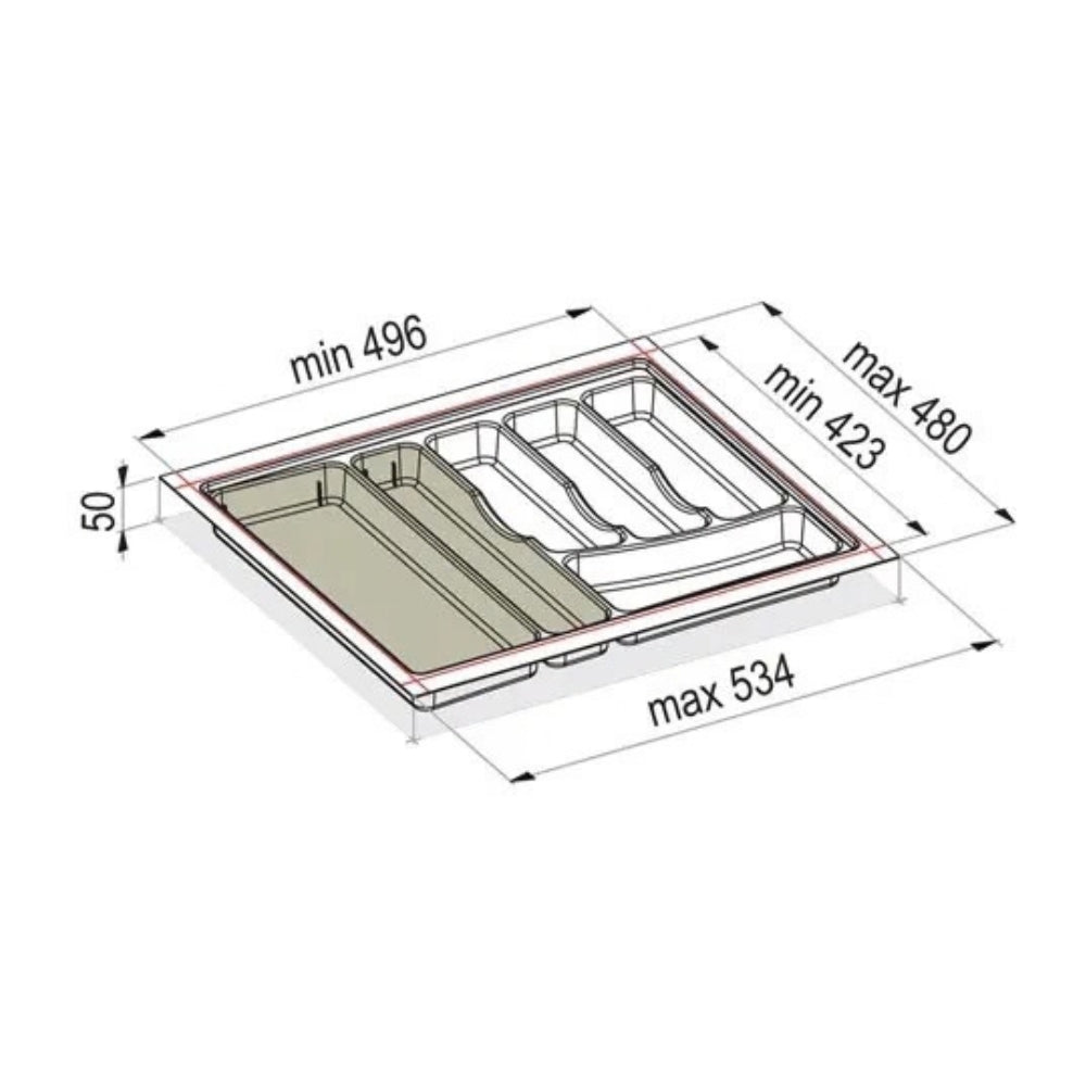 Portaposate per cassetto da 60 cm bianco regolabile plastica Sky