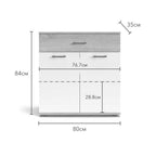 Mobile multiuso 2 ante e 1 cassetto colore bianco e rovere 80x35x84H Irys