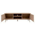 Mobile porta TV 150x52h cm con 2 ante colore quercia e effetto vimini - Bali 56A