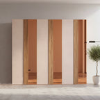 Armadio 6 ante battenti cashmere e noce caramello con specchi bronzati 273x240H Bristol