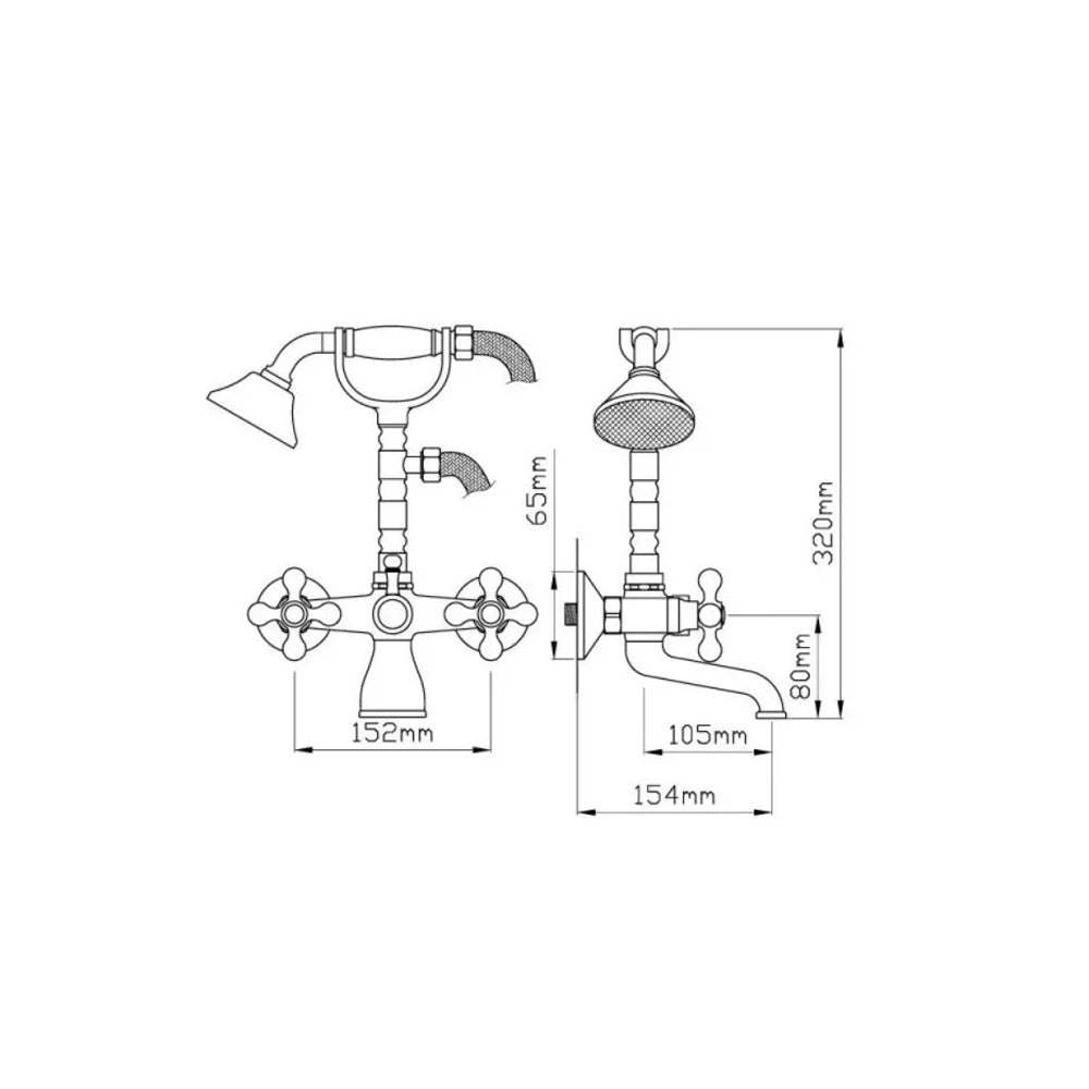 Mischbatterie mit Brausekopf im Antik-Messing-Design – Lecce Classic
