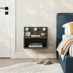 Comodino sospeso con luci LED integrate e vano a giorno colore antracite Treo
