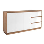 BUFFET PHOENIX 51A 3 PORTES ET 3 TIROIRS STRUCTURE CHÊNE FAÇADE BLANCHE (003738)