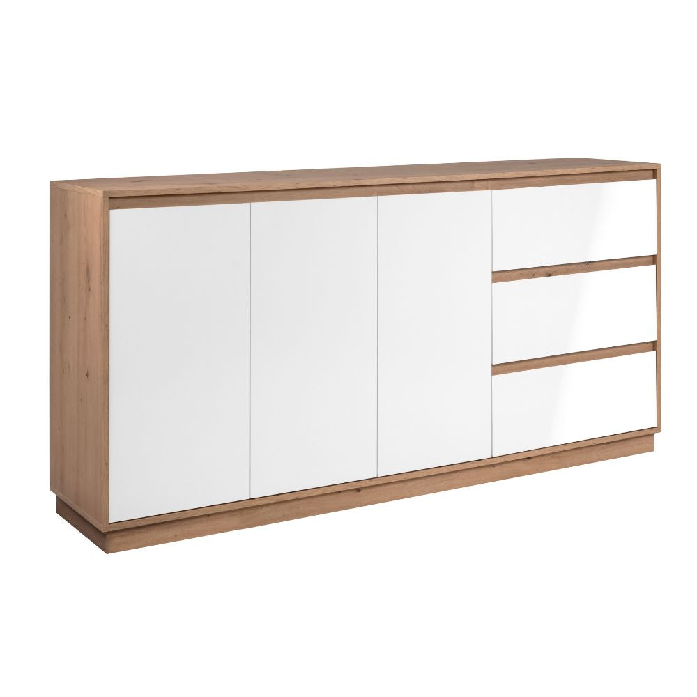 Credenza con 3 ante e 3 cassetti rovere e bianco 178x40x88H Phoenix 51A