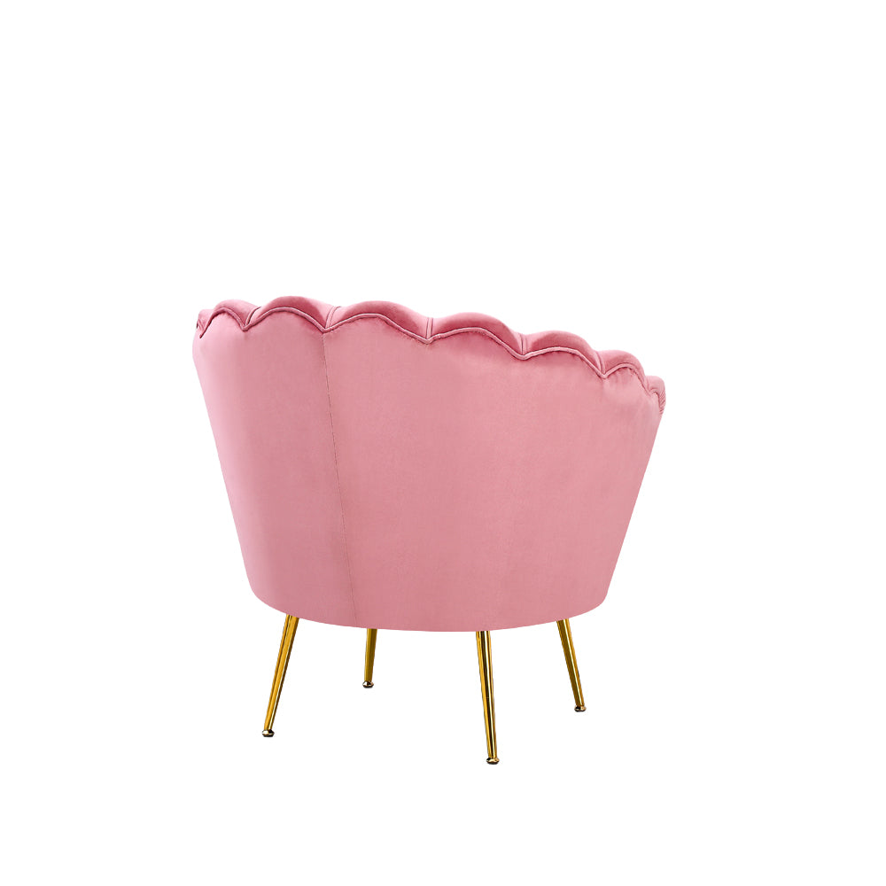 Poltrona a conchiglia in velluto rosa Orel