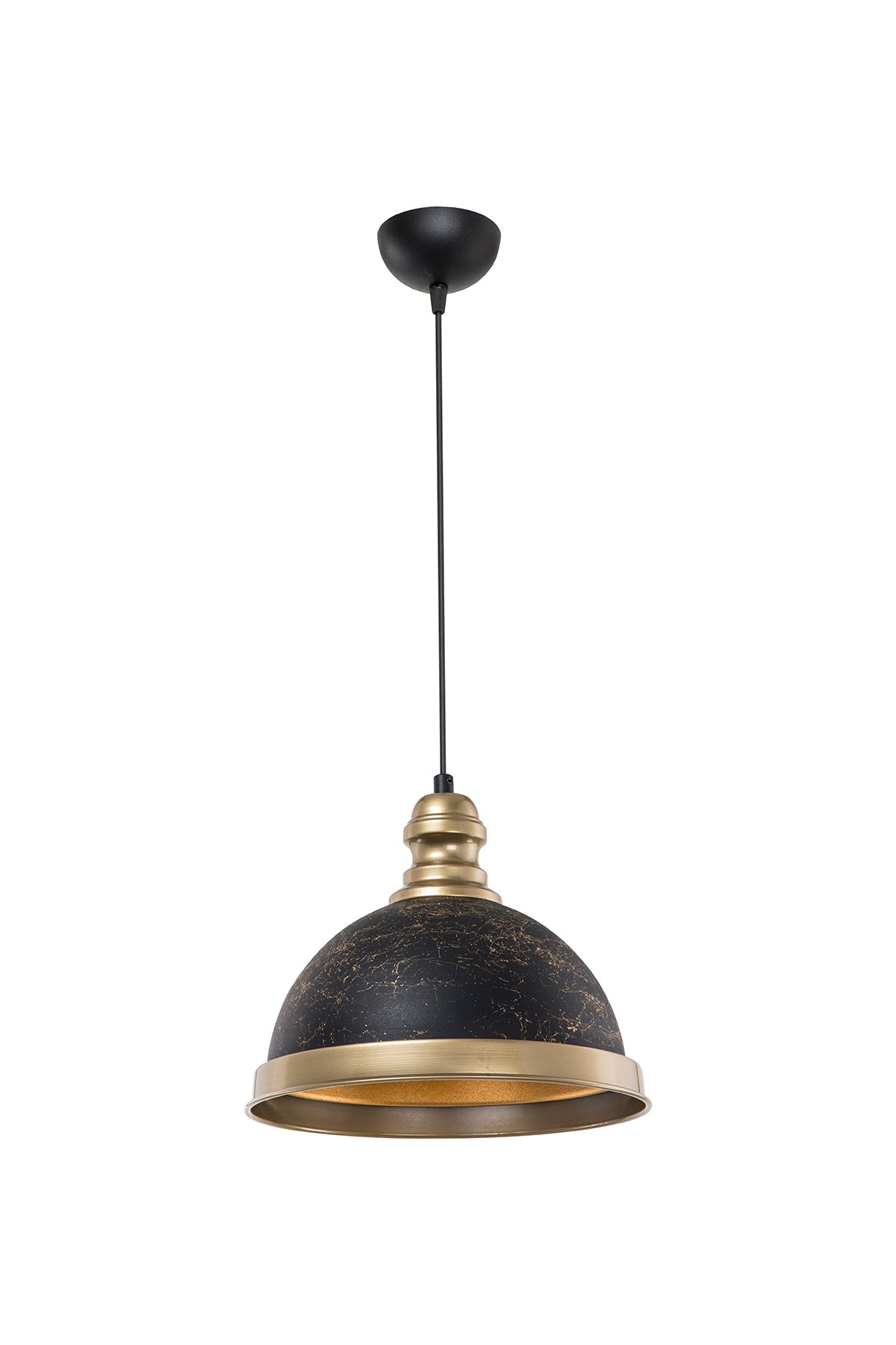 Deckenleuchte mit schwarzem Metallschirm und Golddetails - Astek ASZ1637