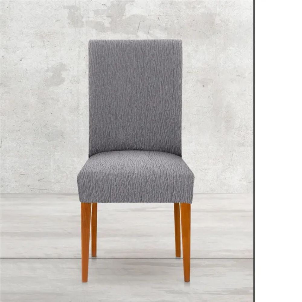 Housse de chaise en tissu élastique coloris gris Troya