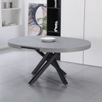 Tavolo rotondo allungabile con piano colore cemento e gambe nere 120x75H cm - Mooni
