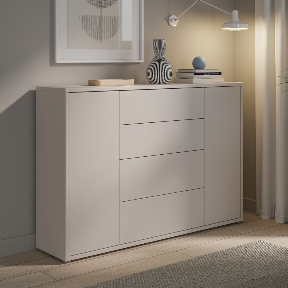 Madia 4 cassetti e 2 ante colore cashmere 144x35x99