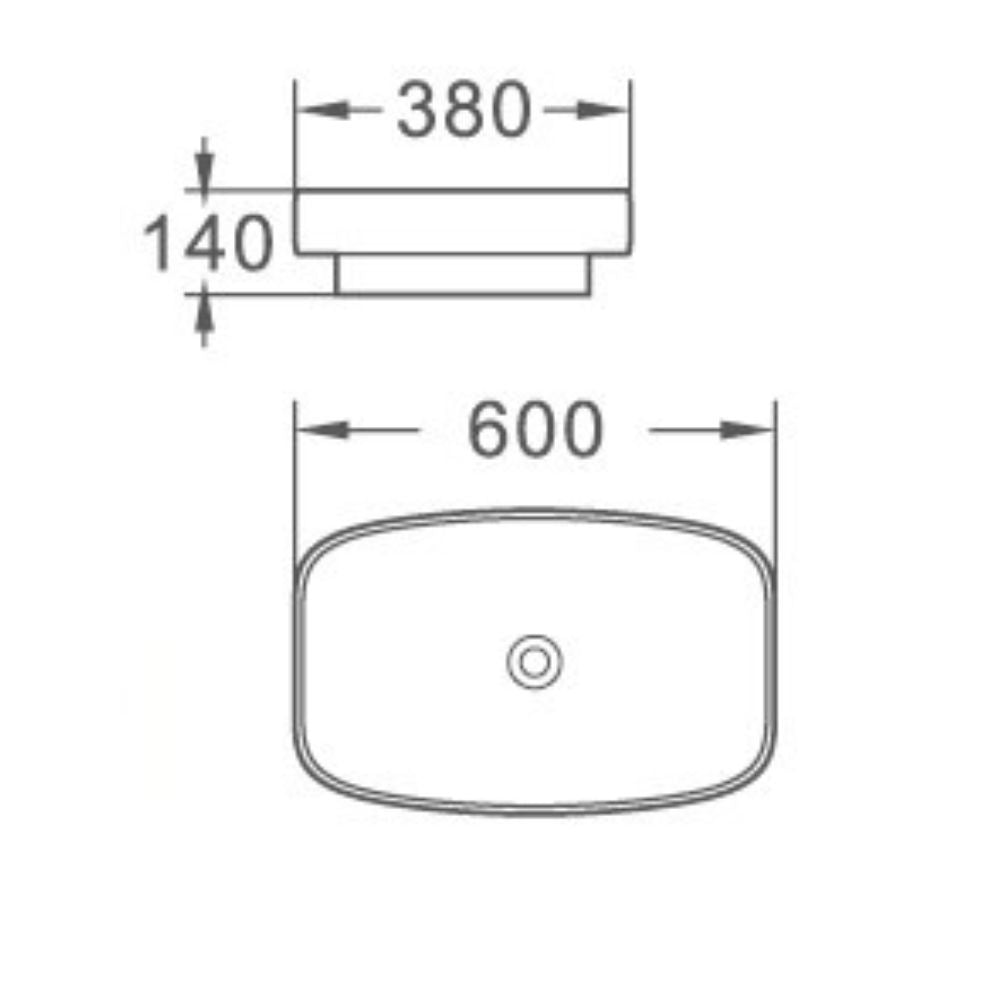 Aufsatzwaschbecken 1 Becken aus Keramik 60x38 Farbe weiß glänzend LAV43560