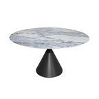 Tavolo rotondo con piano effetto marmo e venature blu 150x150x76H Punto