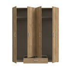 Kleiderschrank 4 Türen 1 Schublade Eichefarbe 177,5x54x210,5H Arcadia
