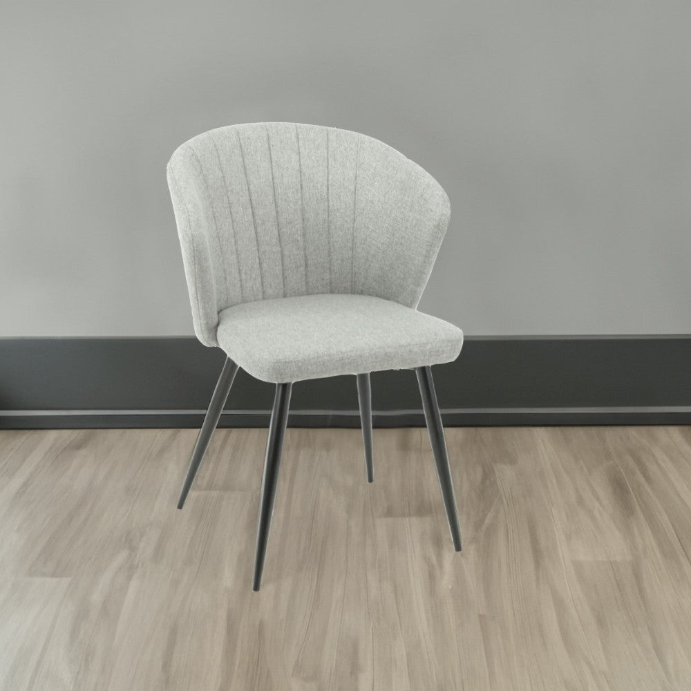 Lot de 2 chaises en tissu gris et pieds en métal noir - Krid