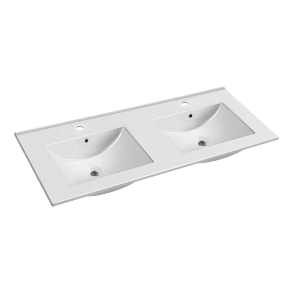 Lavabo da appoggio 20331 doppia vasca ceramica bianco 121.5x47x18H
