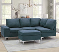 Divano angolare sinistro tessuto grigio blu con bracciolo porta oggetti 218X172X87H - Dina