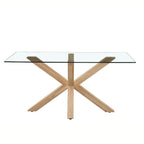 Tavolo in vetro temperato con gambe in legno 160x90 cm - Baito