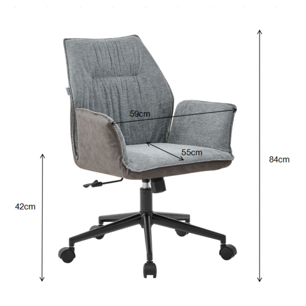 Poltrona girevole colore grigio e retro elephant con base nera - Citra