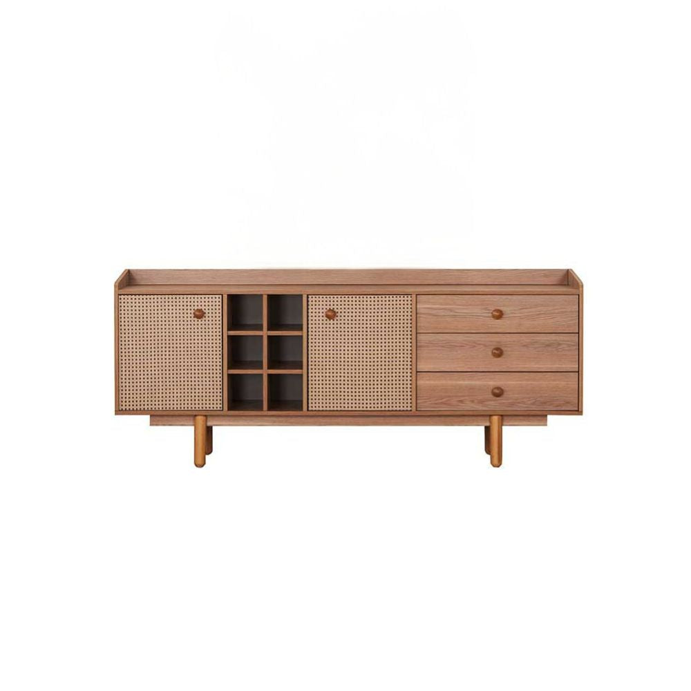 Madia 2 ante effetto vimini con cassetti e vani a giorno finitura rovere miele 206x86H cm - Natura