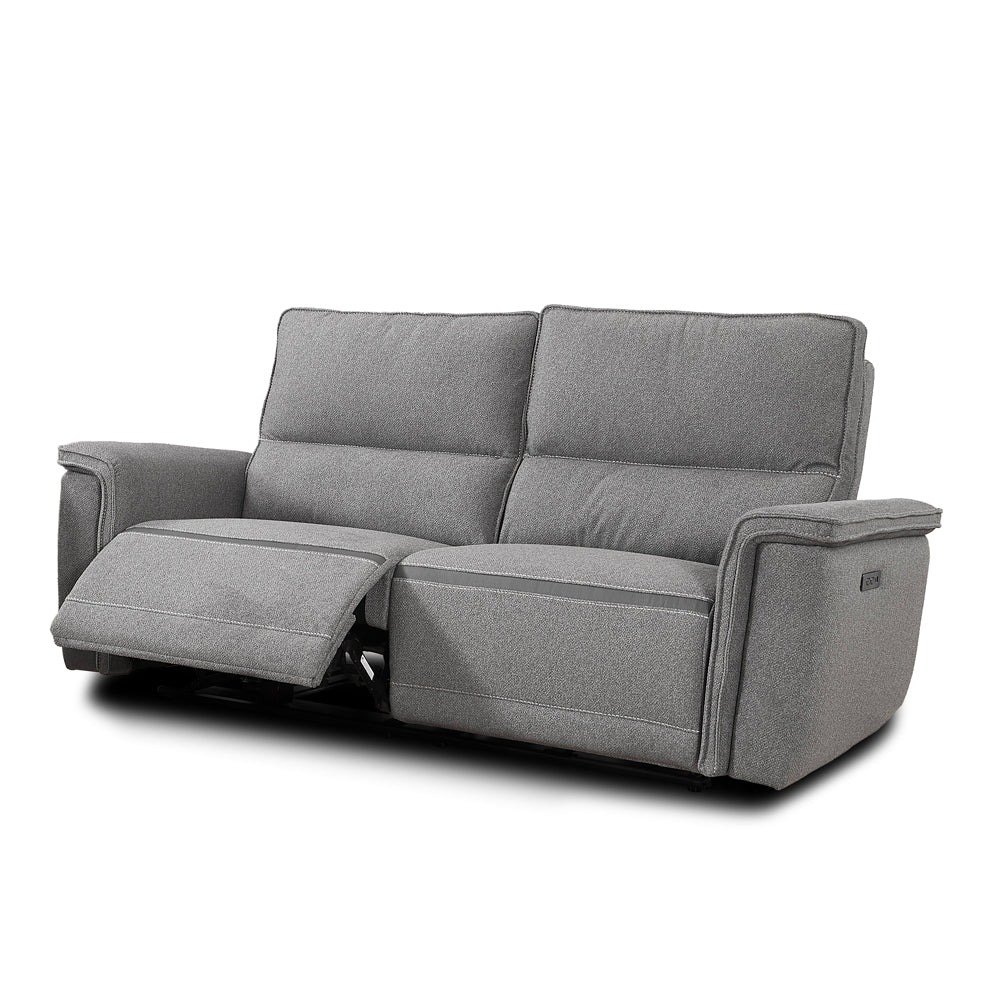 Divano recliner elettrico 3 posti tessuto grigio 205 cm Velveta
