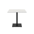 Tavolo quadrato 80x80 con piano in ceramica effetto marmo bianco calacatta e struttura nera set 2 pz Elora