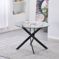 Tavolo rotondo 130x130 cm in vetro temperato con gambe incrociate nero Peyton