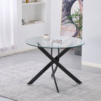 Tavolo rotondo 130x130 cm in vetro temperato con gambe incrociate nero Peyton