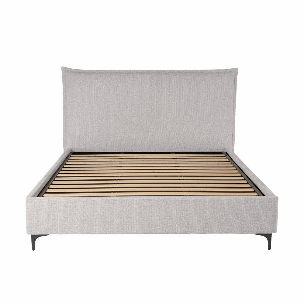 Letto matrimoniale con contenitore in tessuto grigio chiaro Line