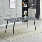 Table avec plateau en céramique effet marbre gris mat 140x80 cm - Mila