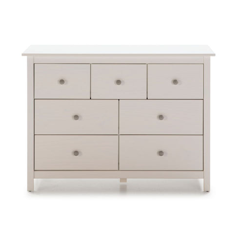 Cassettiera con 4 cassettoni e 3 cassetti in legno massiccio colore bianco Berna 110x40x80H