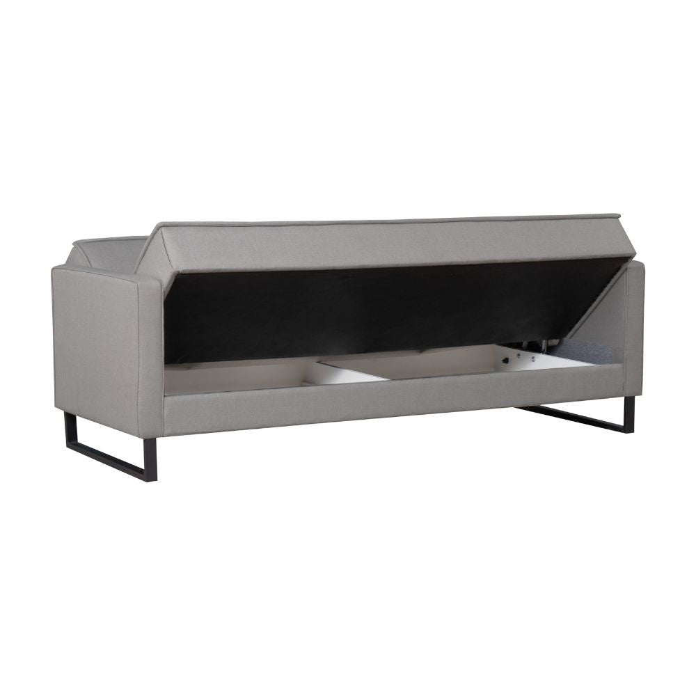 Divano letto con contenitore 3 posti in vellutino colore grigio - Legen