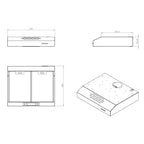 HOTTE SOUS-MEUBLE SAMET 60 CM MOTEUR SIMPLE, COLORIS INOX (DK6-611)