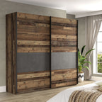 Armadio 2 ante scorrevoli 120x42x190.5H colore quercia e grigio cemento Zeno