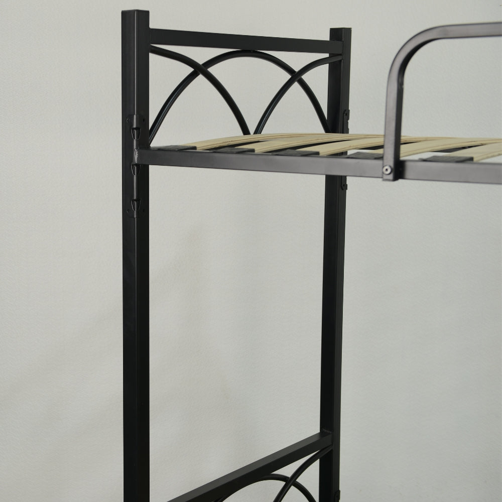 Etagenbett mit Lattenrosten aus schwarzem Metall - Wind