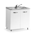 Sottolavello 2 ante 80x60 bianco frassinato con lavello vasca gocciolatoio sinistro incluso