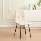Set 6 sedie imbottite in tessuto beige con gambe in metallo nero Fender