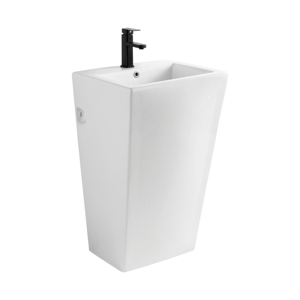 Rechteckiges Standwaschbecken aus weißer Keramik 53x46,5x86,5 LAV303